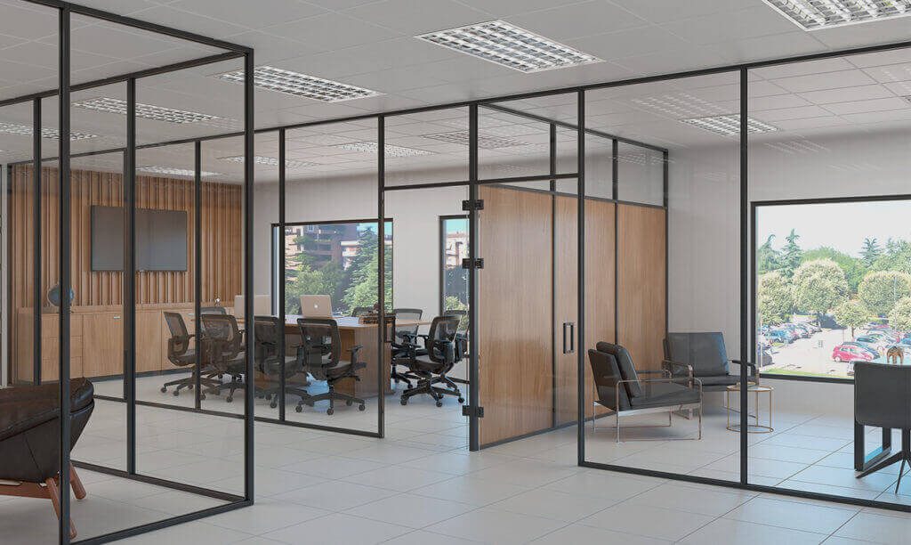 Example glass office partitions