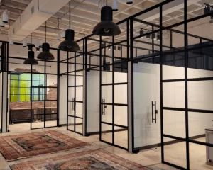 Modern Black Demountable Glass Partitions