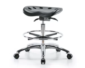 Polyurethane ESD Tractor Sit-Stand Stool Chrome – Medium Bench Height with Foot Ring